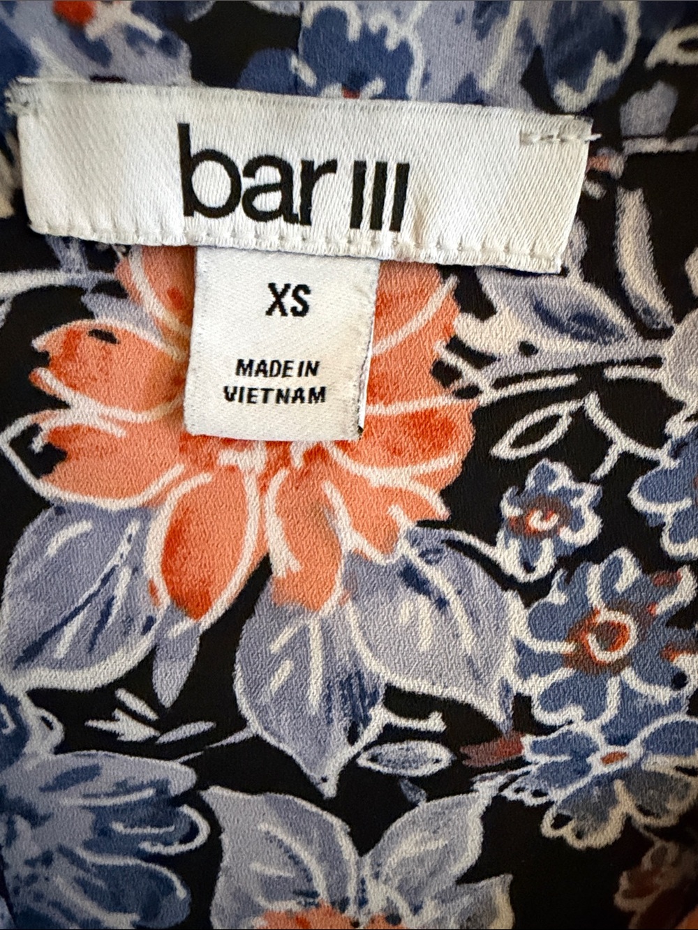 Bar III Black Floral Button-Front Top with Blue & Orange Blooms - Picture 2 of 4